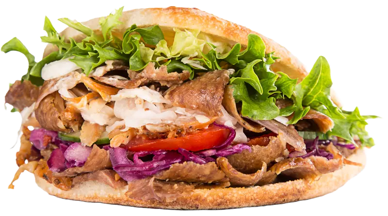 Photo sandwich Kebab Classic dans pain rond pour la page A propos