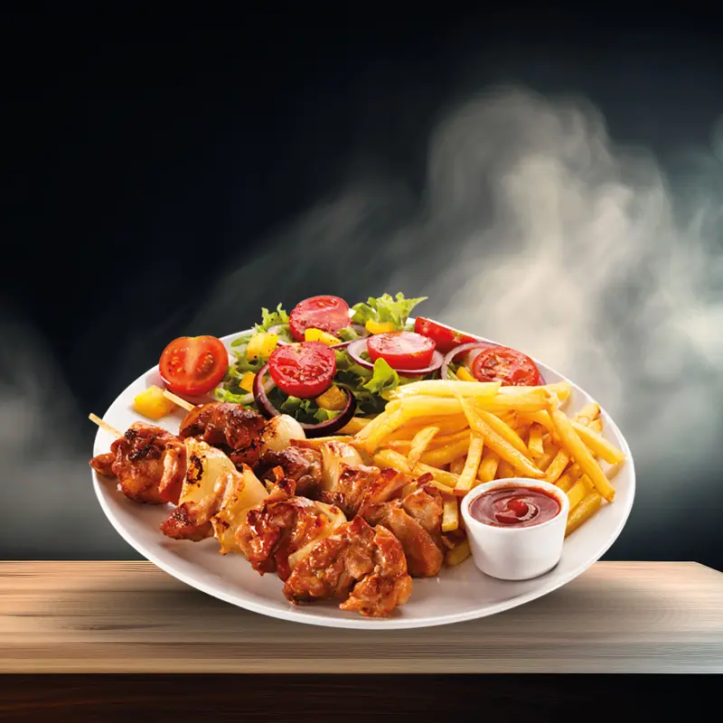photo offre Dimanche Lundi assiette brochettes de dinde seule